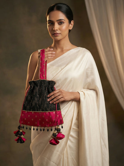 Noir & Ruby Chanderi Potli Bag