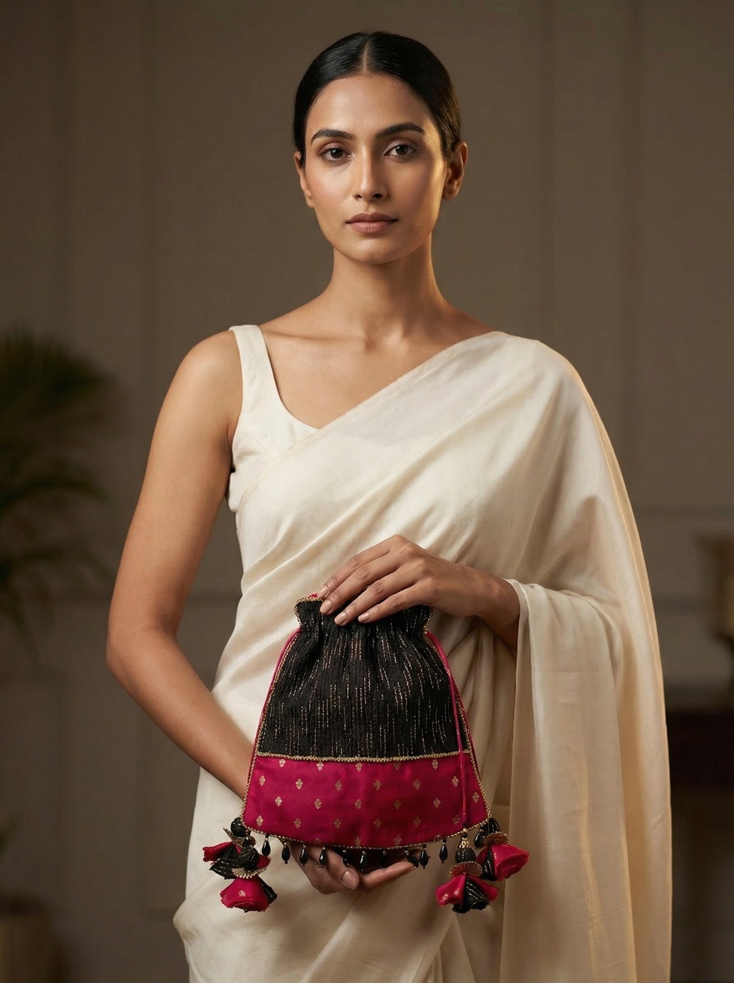 Noir & Ruby Chanderi Potli Bag
