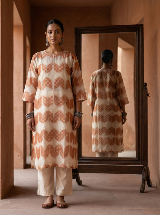 Semi Stitched Chanderi Kurta