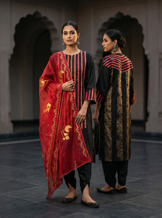 Semi Stitched Formal chanderi Suitset