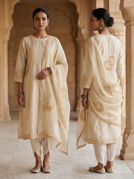 Semi Stitched Formal chanderi Suitset