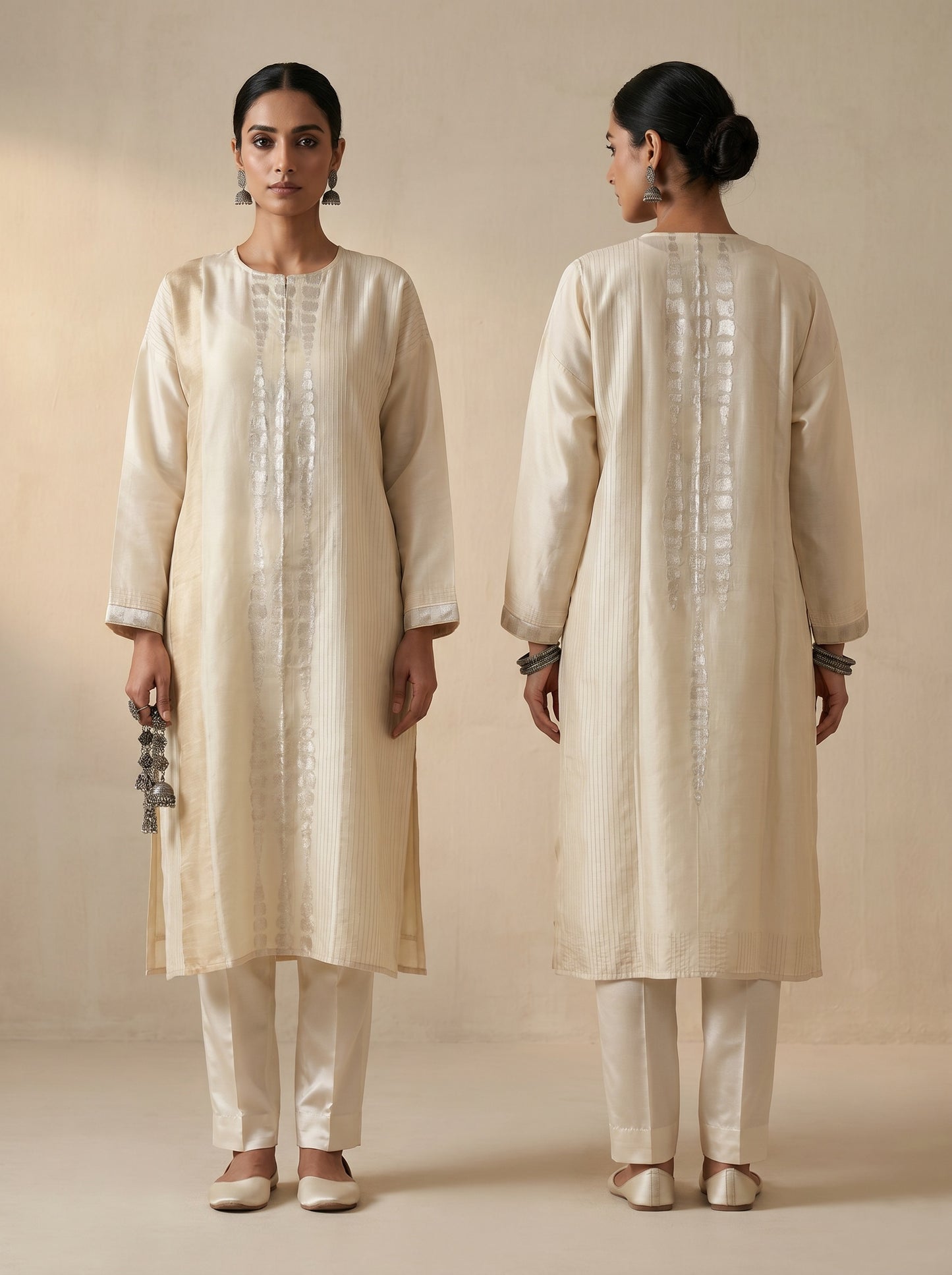 Semi Stitched Formal Chanderi Kurta