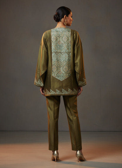 Semi Stitched Chanderi Ajrakh Short Tunic